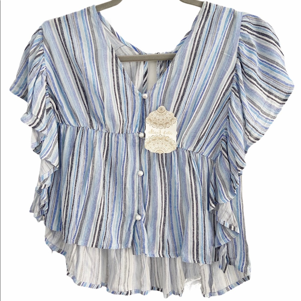 Altar’d State Blue Stripe Button Up Top